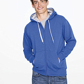 Толстовка мужская на молнии Soul Men 290 с контрастным капюшоном, темно-синяя