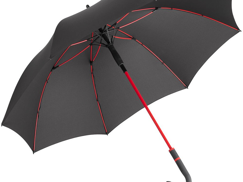Зонт-трость с цветными спицами Color Style, красный с черной ручкой