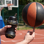Складная бутылка для воды Basketball Flex, черная