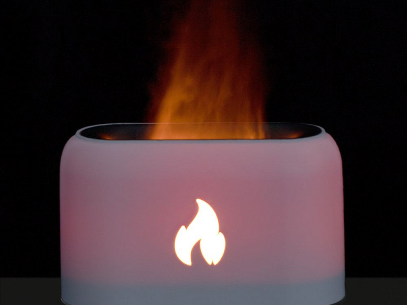 Увлажнитель-ароматизатор Fire Flick с имитацией пламени, белый