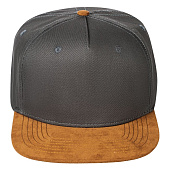 Бейсболка Foreside с прямым козырьком, серая с коричневым