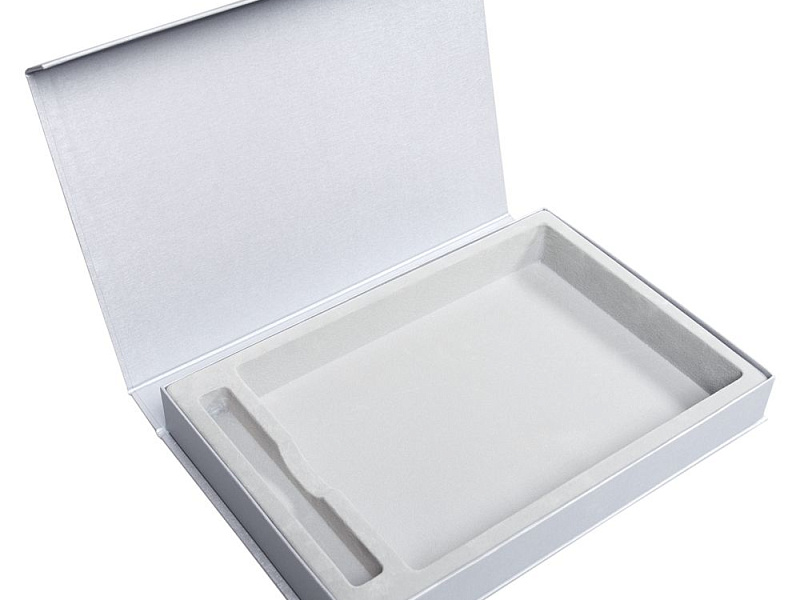 Коробка Silk с ложементом под ежедневник 15х21 см и ручку, ver.2, серая