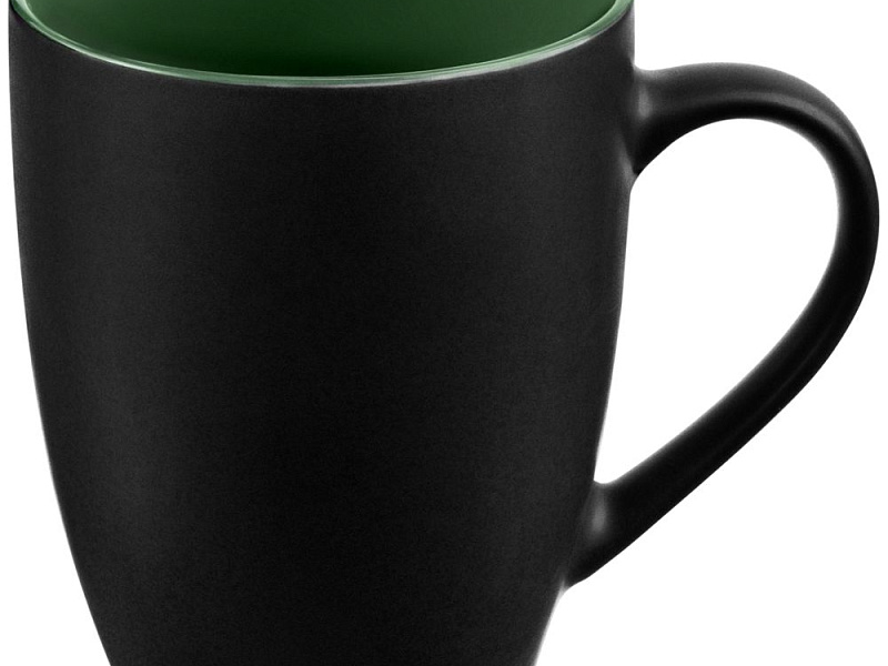 Кружка Bright Tulip, матовая, черная с зеленым
