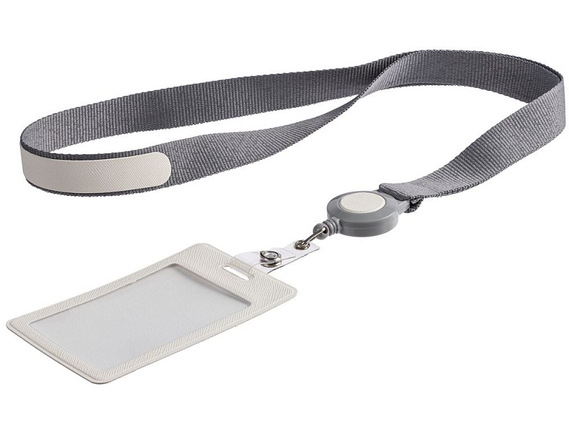 Чехол для пропуска с лентой и ретрактором Devon, белый