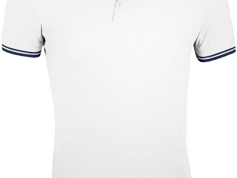 Рубашка поло мужская Pasadena Men 200 с контрастной отделкой, белая с синим