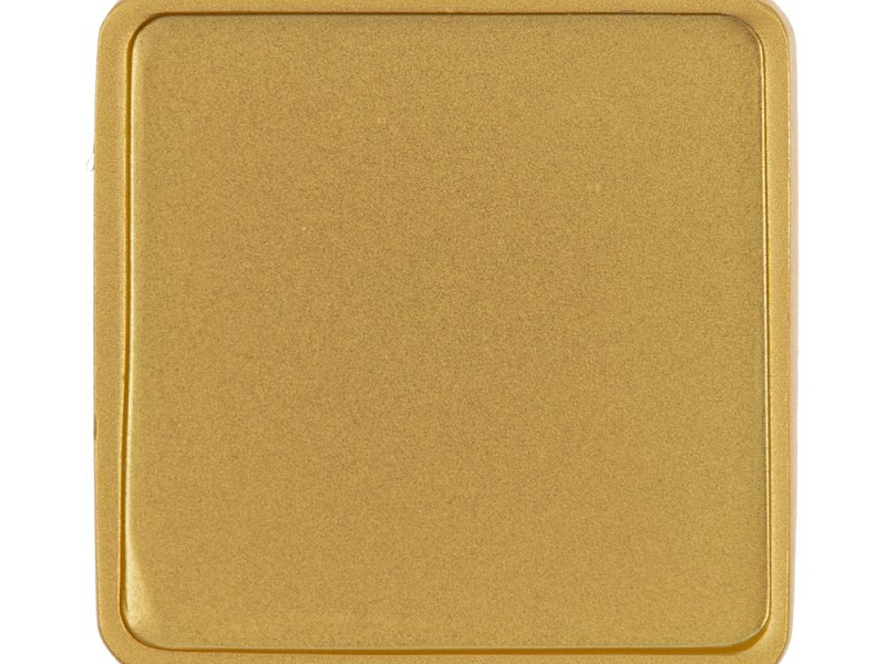 Квадратный шильдик на резинку Epoxi, матовый золотистый