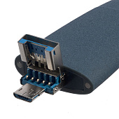 Флешка Pebble Universal, USB 3.0, серо-синяя, 32 Гб