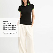 Рубашка поло женская Pasadena Women 200 с контрастной отделкой, черная с зеленым