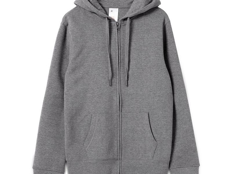 Толстовка на молнии с капюшоном унисекс King, темно-серый меланж