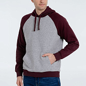 Толстовка унисекс Seattle, серый меланж с бордовым