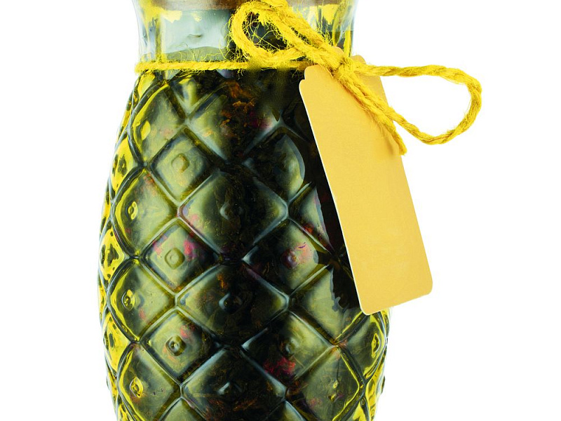 Чай «Сокочай» в желтой декоративной банке, черный с ананасом и брусникой