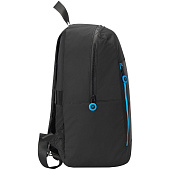 Складной рюкзак Compact Neon, черный с голубым