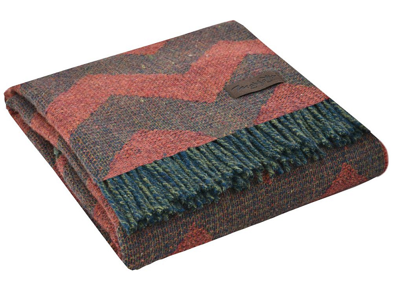 Плед Zig Zag, красный с коричневым