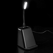 Настольный органайзер с зарядкой, лампой, вентилятором и подсветкой логотипа powerTower, черный