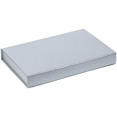 Коробка Silk с флокированным ложементом под ежедневник и ручку, ver. 2, серая
