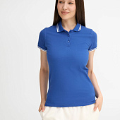 Рубашка поло женская Pasadena Women 200 с контрастной отделкой, ярко-синяя с белым