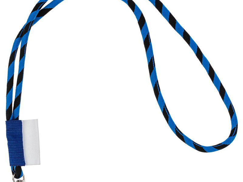Шнурок для бейджа Tube Long, черный с синим