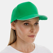 Бейсболка Long Beach, ярко-зеленая с белым