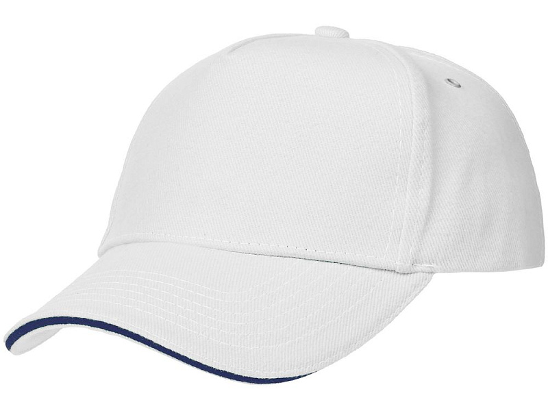 Бейсболка Classic, белая с темно-синим кантом