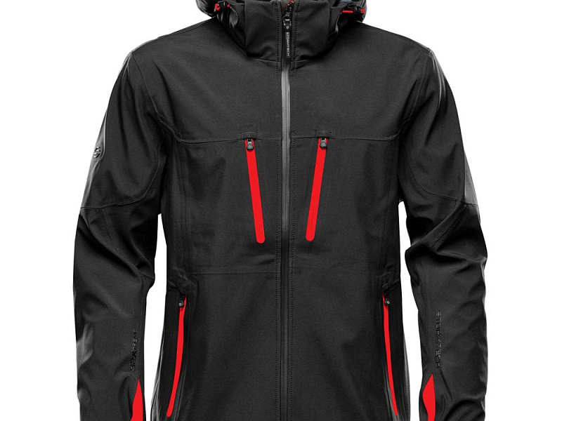 Куртка софтшелл мужская Patrol, черная с красным