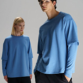 Футболка оверсайз с двойным рукавом Kosmos, синяя