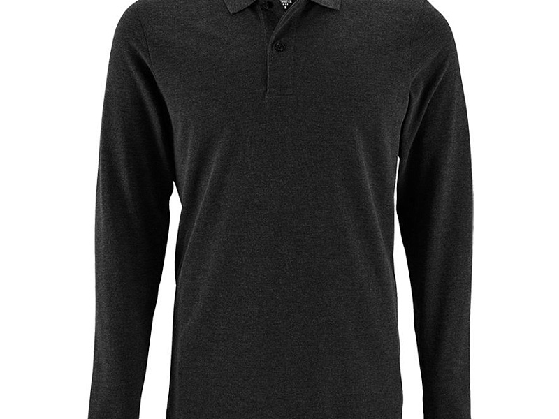 Рубашка поло мужская с длинным рукавом Perfect LSL Men, черный меланж