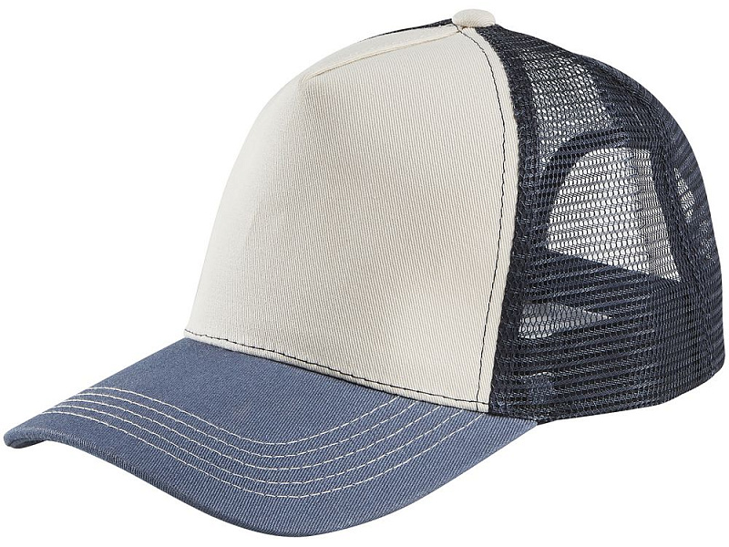 Бейсболка Blink, молочно-белая с синим (деним)