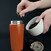 Термостакан с ситечком No Leak Infuser, оранжевый