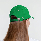 Бейсболка Classic, ярко-зеленая с белым кантом