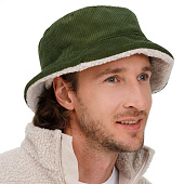 Панама Bucket двусторонняя утепленная, хаки с бежевым