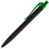 Ручка шариковая Prodir QS01 PRT-T Soft Touch, черная с зеленым