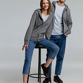 Толстовка на молнии с капюшоном унисекс King, темно-серый меланж