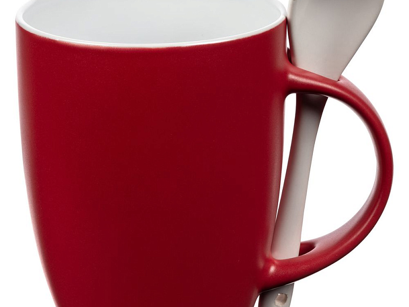 Кружка с ложкой Cheer Up, ver.2, красная