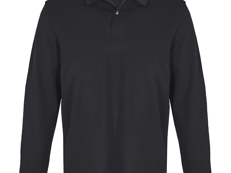 Рубашка поло унисекс с длинным рукавом Pacific LSL, черная