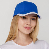 Бейсболка Honor, ярко-синяя с белым кантом