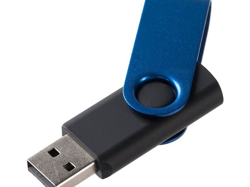 Флешка Twist Color, черная с синим, 16 Гб