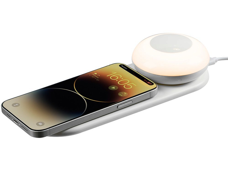 Станция беспроводной зарядки с ночником moonRay, белая