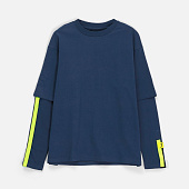 Футболка оверсайз с двойным рукавом Kosmos, темно-синяя