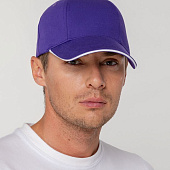 Бейсболка Canopy, фиолетовая с белым кантом