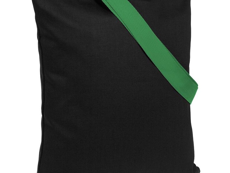 Холщовая сумка BrighTone, черная с зелеными ручками