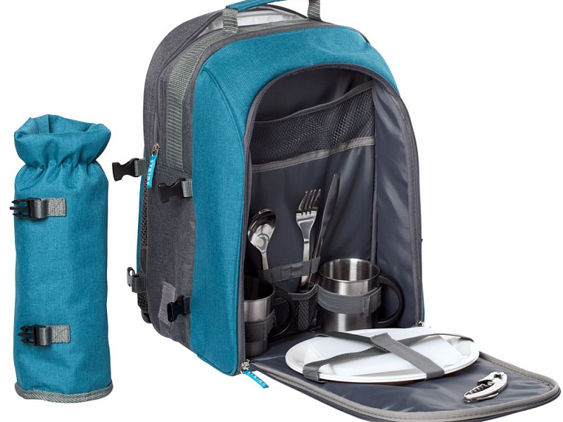 Набор для пикника Fridag на 2 персоны, серый с голубым
