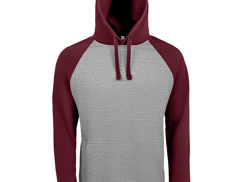 Толстовка унисекс Seattle, серый меланж с бордовым