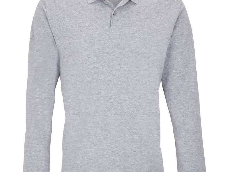 Рубашка поло унисекс с длинным рукавом Planet LSL, серый меланж