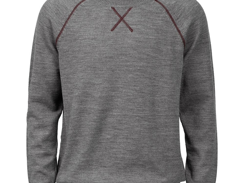 Джемпер Stitch с контрастной отделкой, серый с бордовым