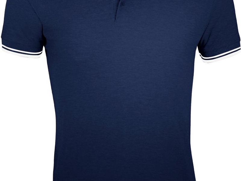 Рубашка поло мужская Pasadena Men 200 с контрастной отделкой, темно-синяя с белым