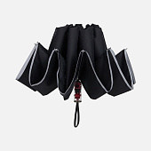 Зонт наоборот складной Futurum со светоотражающим кантом, черный