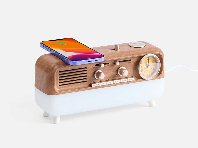 Bluetooth-колонка с беспроводной зарядкой, часами и подсветкой Multiverse, ver.2