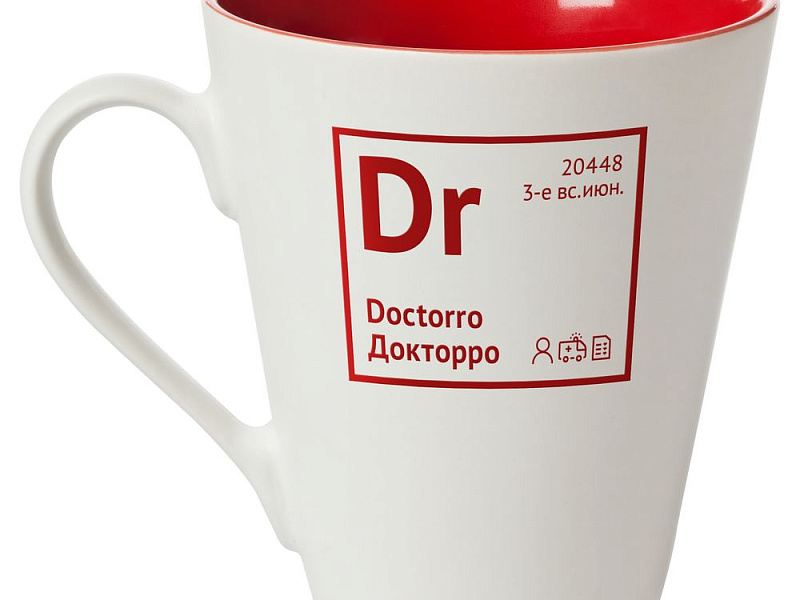 Кружка «Разделение труда. Докторро», белая с красным