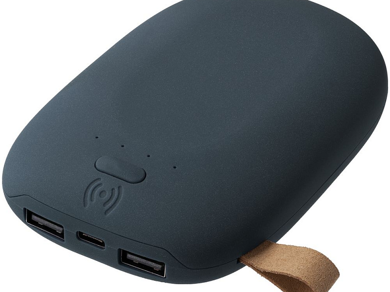 Аккумулятор с беспроводной зарядкой Pebble Wireless 9000 мАч, серо-синий