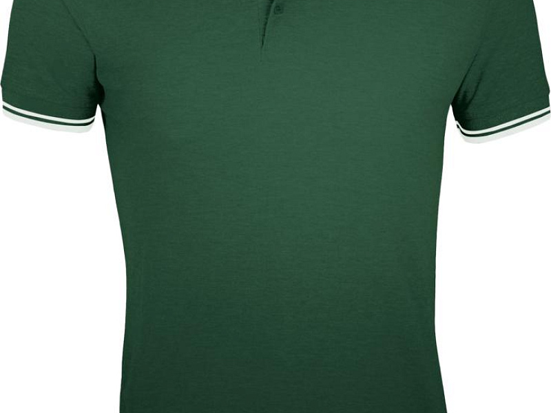 Рубашка поло мужская Pasadena Men 200 с контрастной отделкой, зеленая с белым